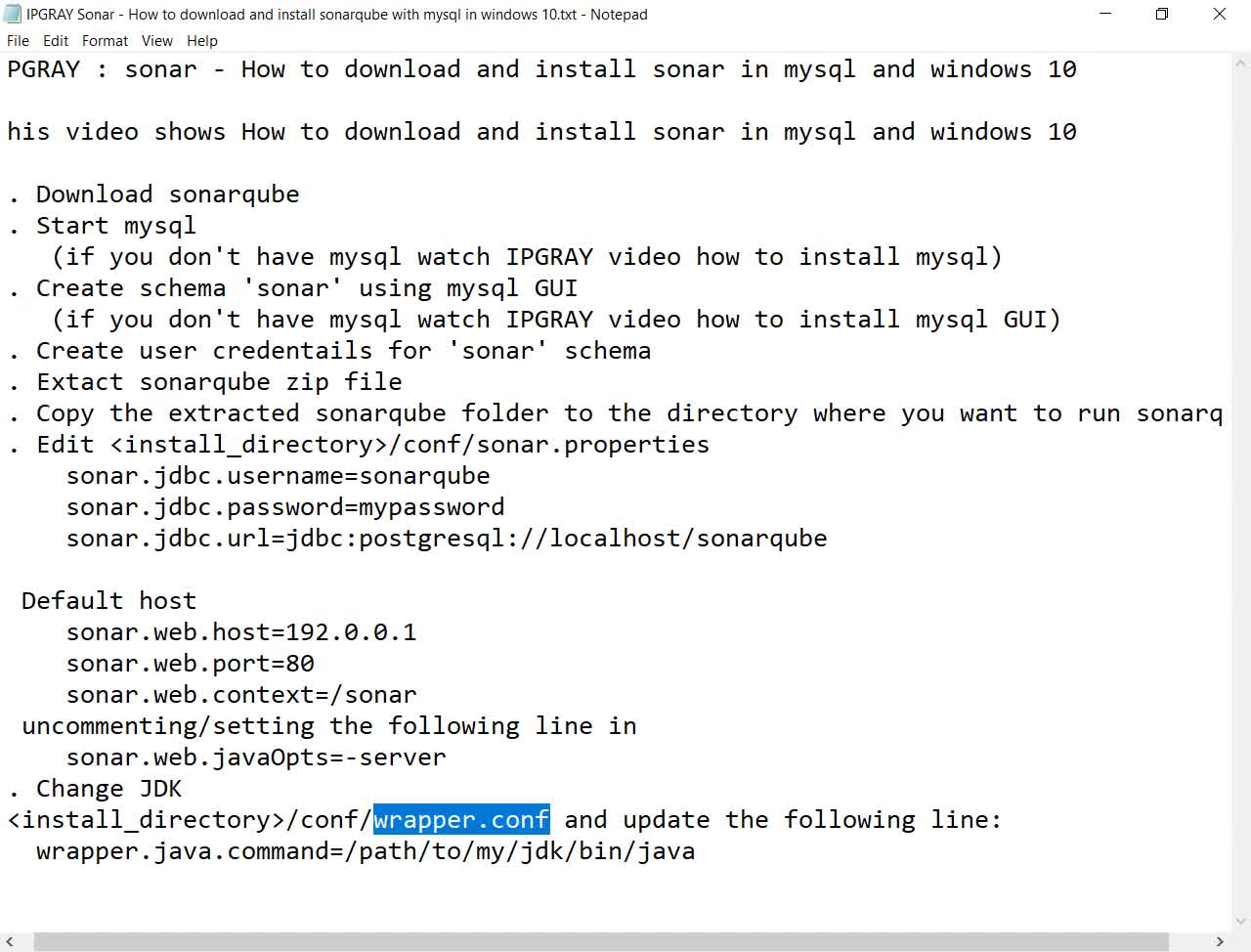 IPGraySpace: sonar - How to download and install sonar in MySQL and windows 10 part1