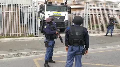 Strong police presence outside the Bishop Lavis Magistrate court