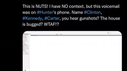 Haunting voicemail from Hunters phone. A glimpse into the insane creepy world of the deep state.
