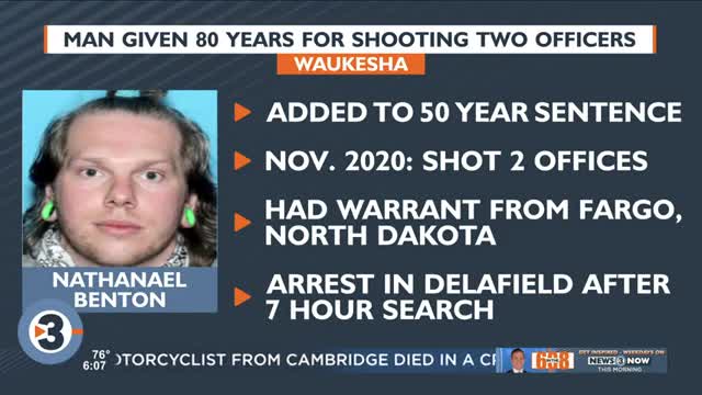 ND man given 80 years for shooting 2 officers in Wisconsin