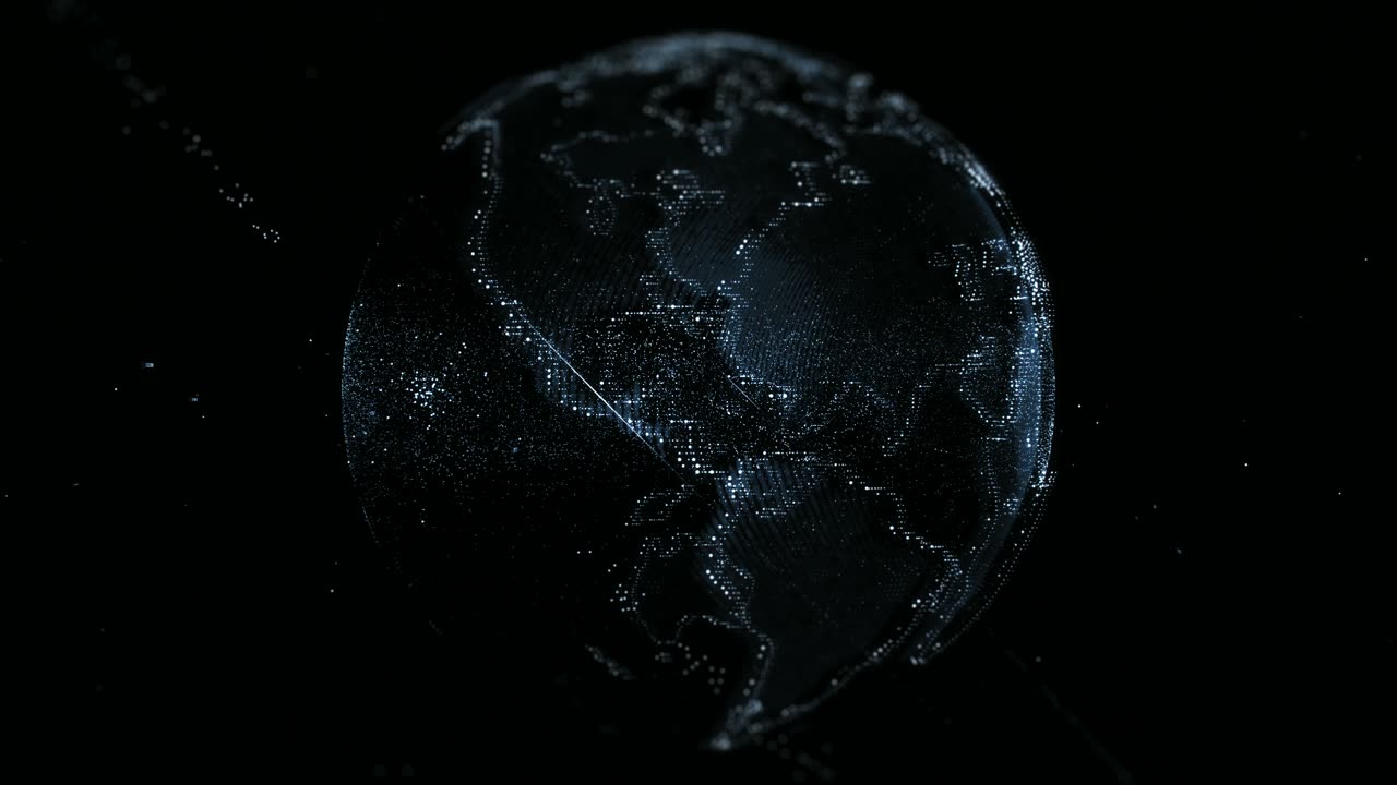 Digital Projection Of The Earth Mass In Blue Lights