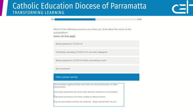 Episode Education 1 - CEDP survey & No vaxx mandate