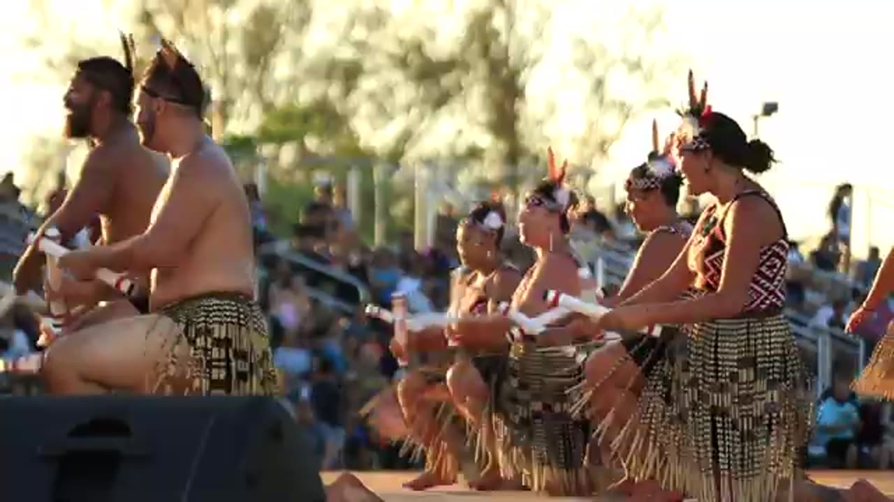 New Zealand Traditional Dance <Haka_Poi_Stick>in Beautiful Sunset time in Guam
