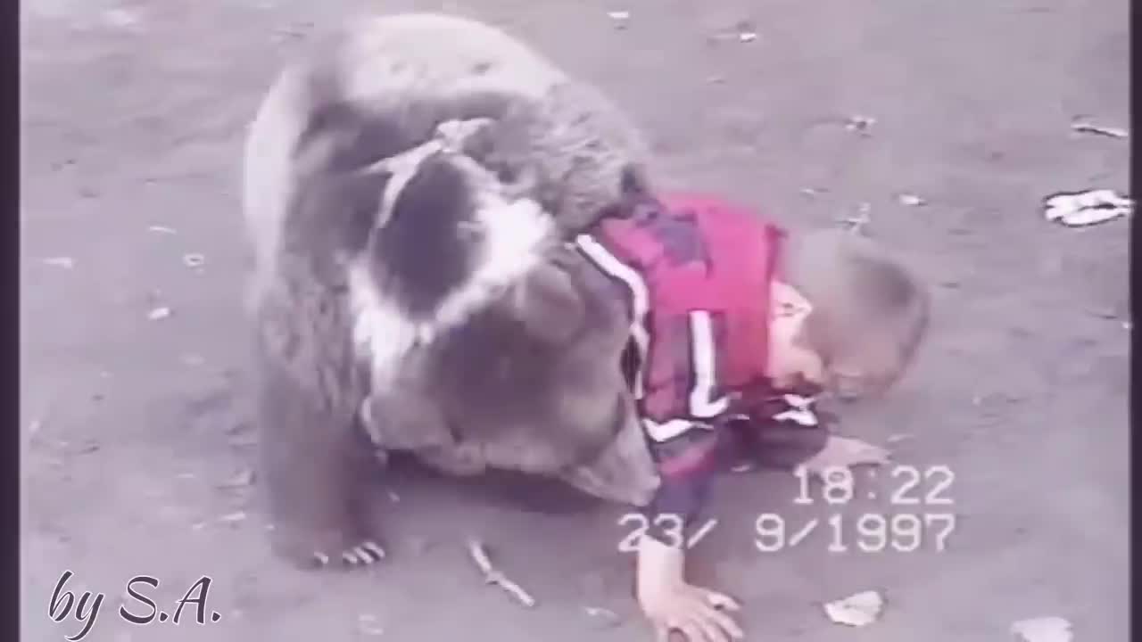 young Khabib nurmagomedov playing with bear