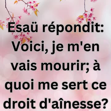 "Les Événements de la Génération d'Isaac à Jacob" Genèse 25-32,33