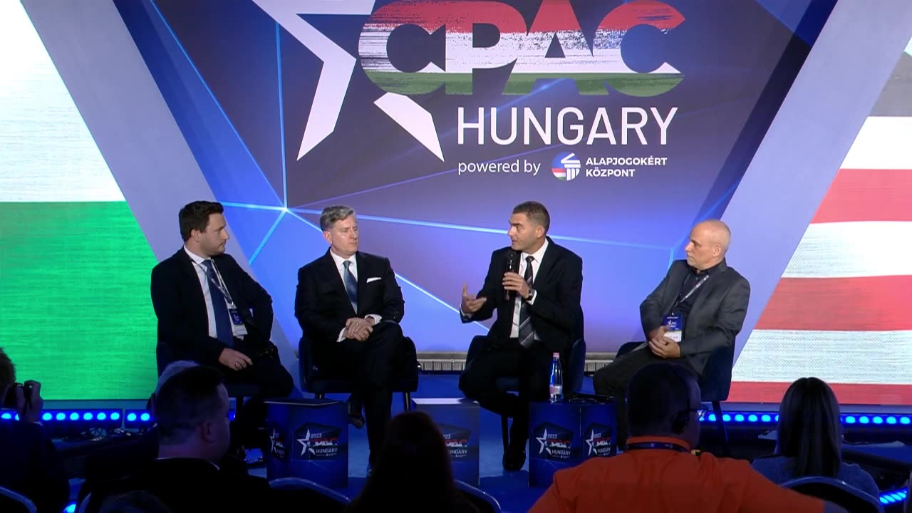 Attila Kovács, Robert Greenway, Matan Peleg, and Gadi Taub - CPAC in Hungary 2023