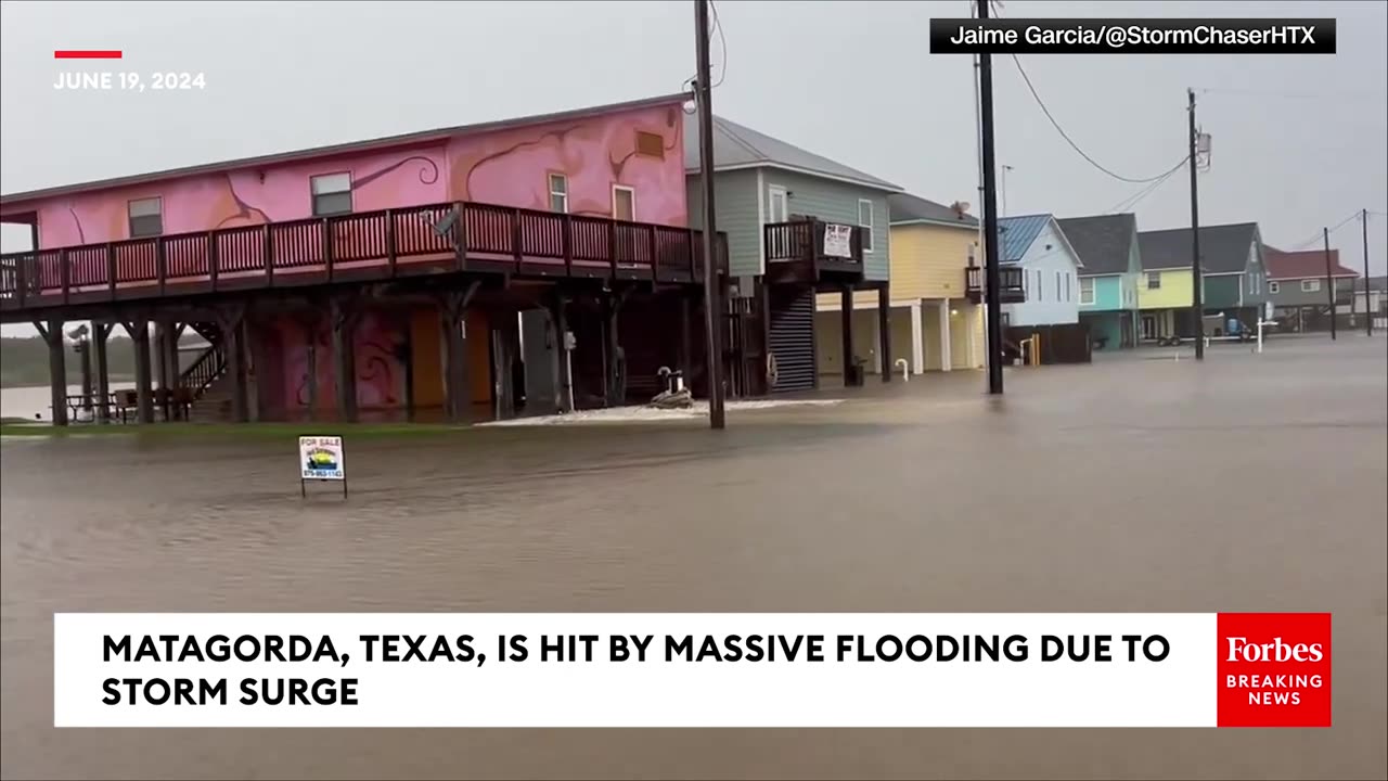 Epic Flooding Caused By Storm Surge Hits Coastal Texas Town