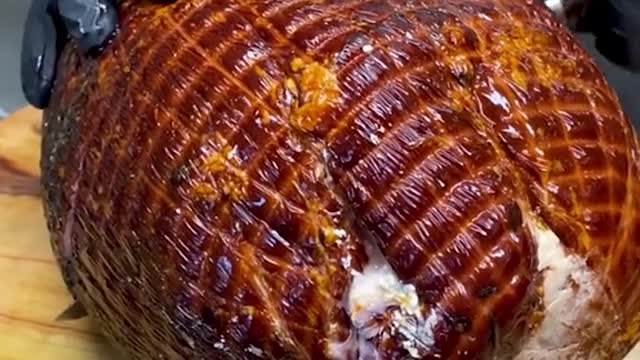 Prawns with ham