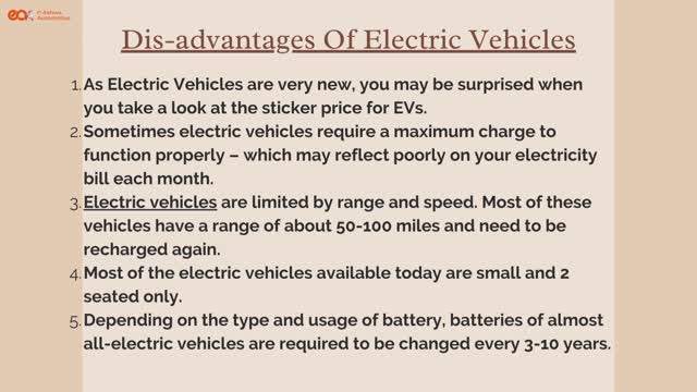 Some Advantage and Disadvantage of Electric Vehicles