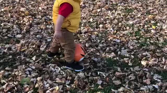 Baby loves playing Football