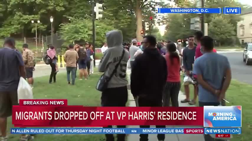 Migrants dropped of at VP Harris residence