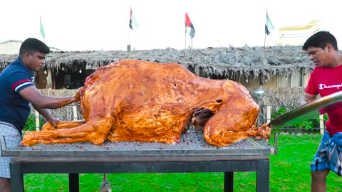 CAMEL ROAST | 300 Kg Whole Camel Roast Recipe | Cooking In Dubai Village