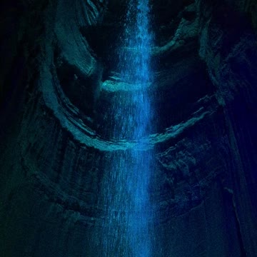 Pretty waterfall with lights