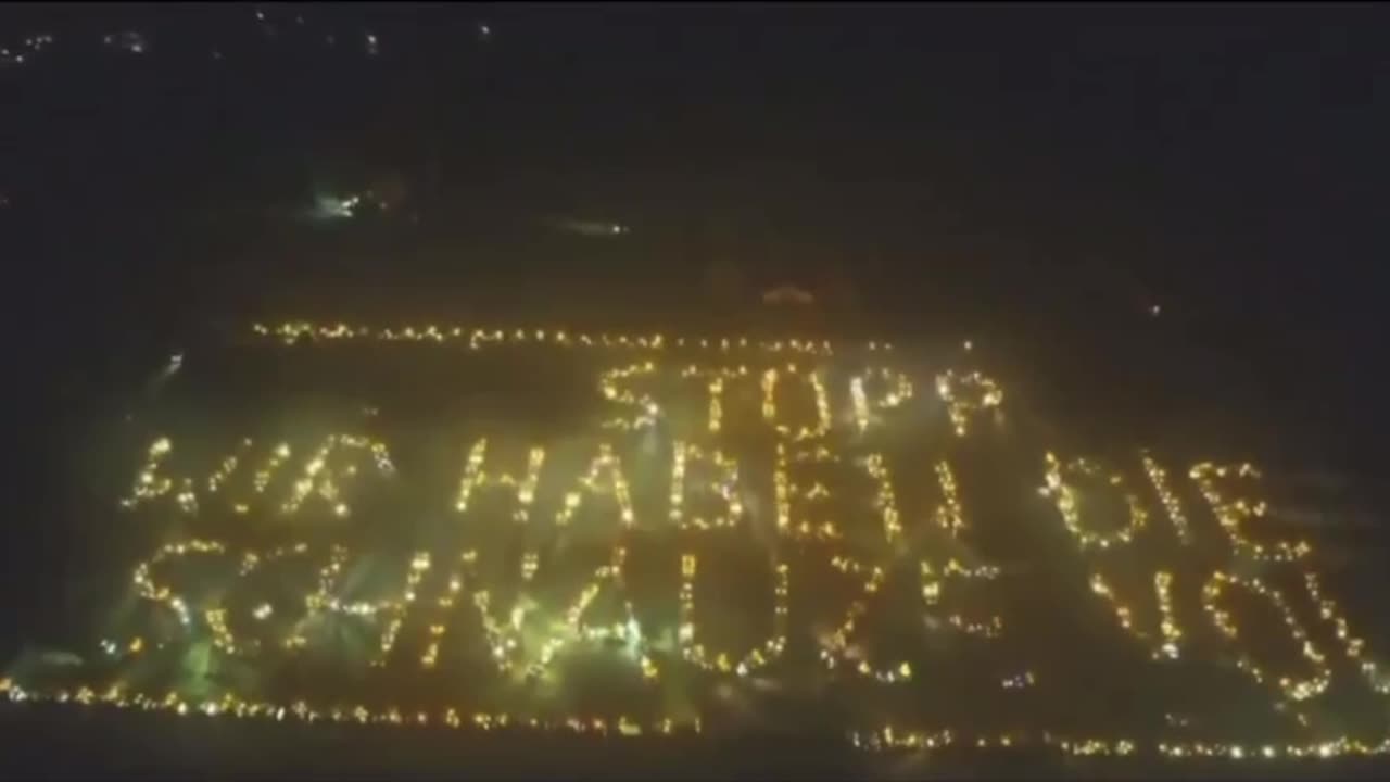 German farmers spell out 'We Are Fed Up'