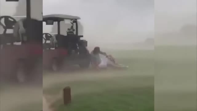 Playing golf during a storm