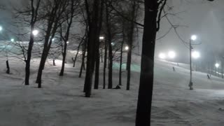 Kid Follows Dad on Tough Ski Trail and Falls