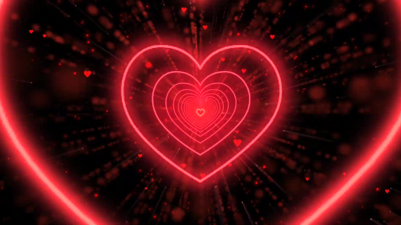 093. Heart Tunnel❤️Red Heart Background Neon Heart Background Video
