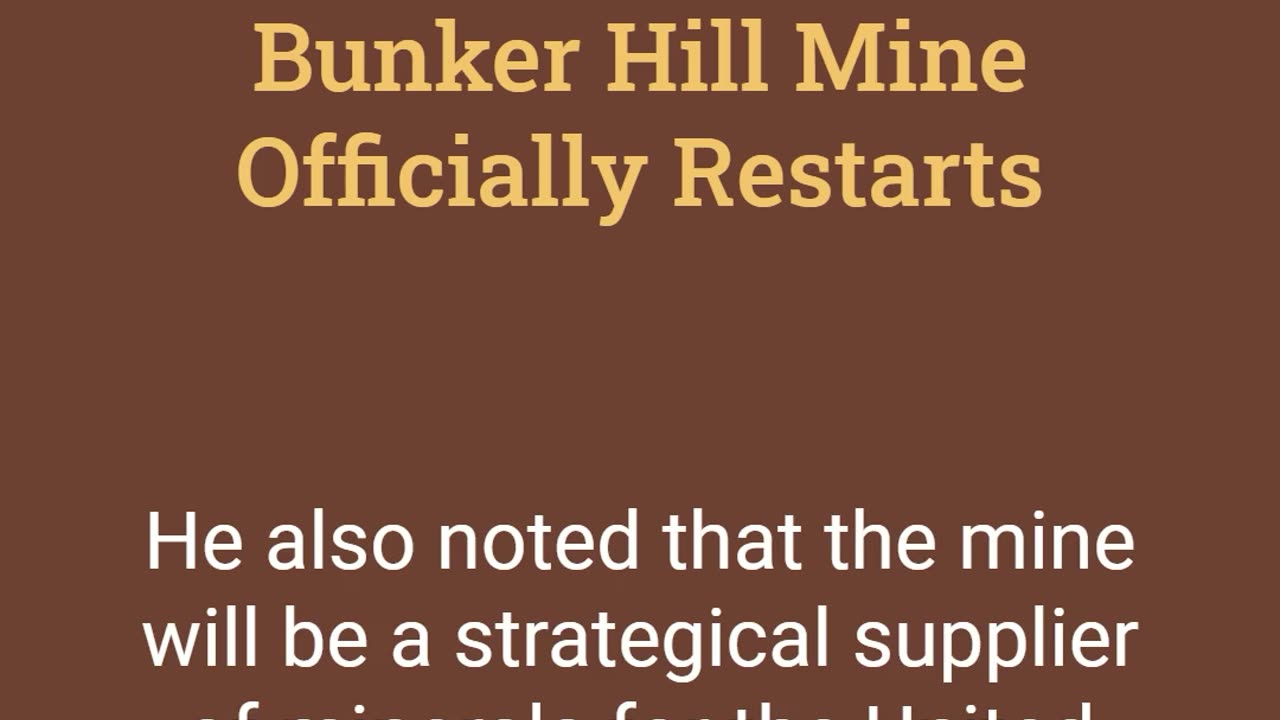 Bunker Hill Mine Officially Restarts