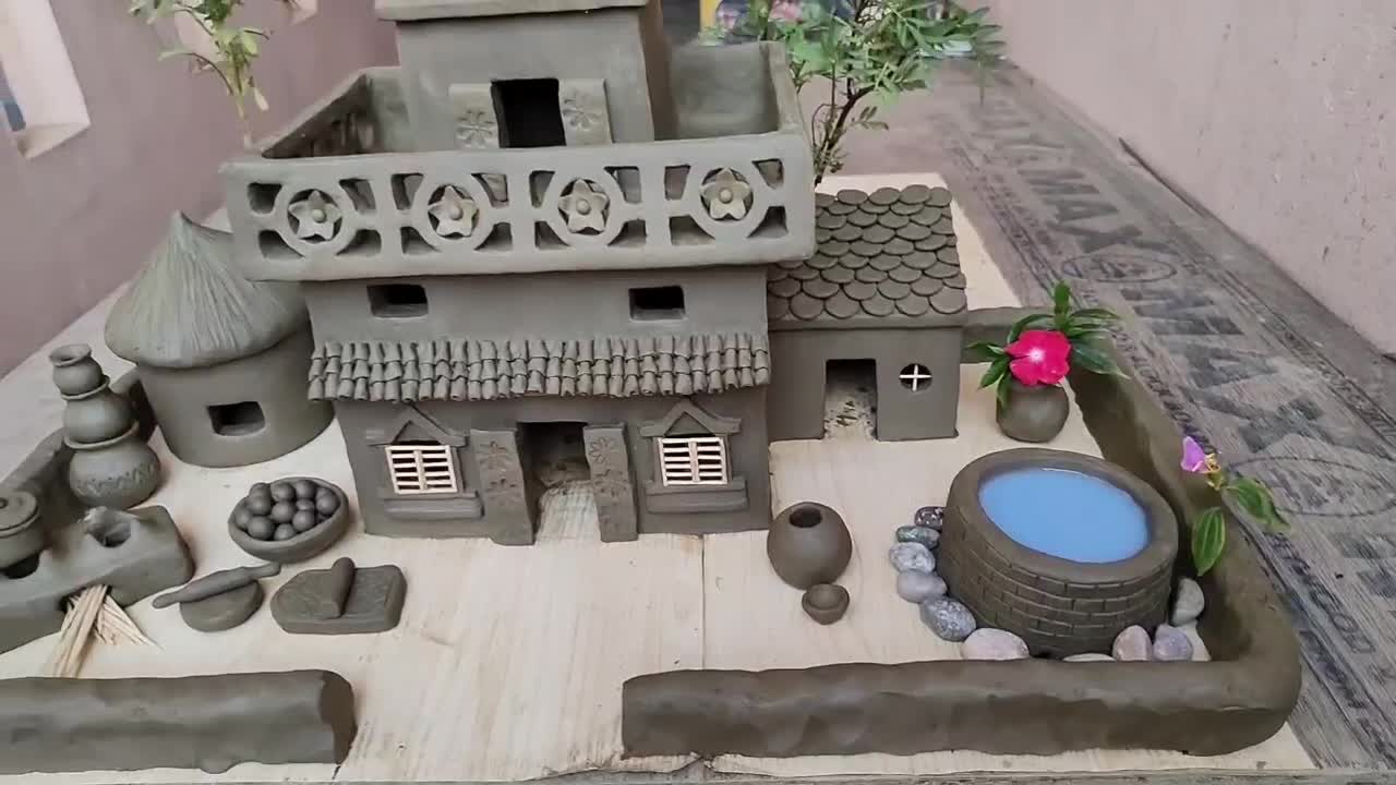 dry miniature clay house video hd