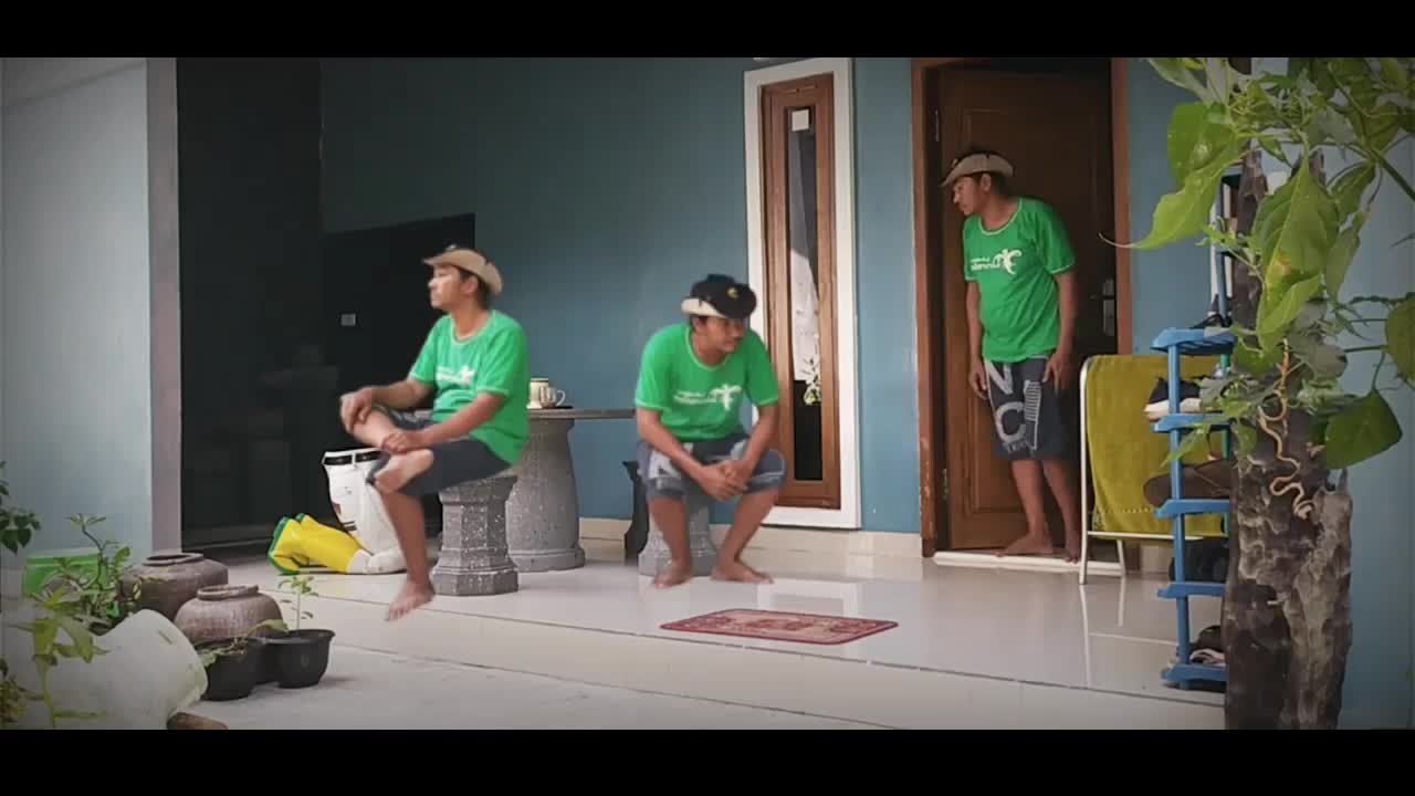 Funny three man looked