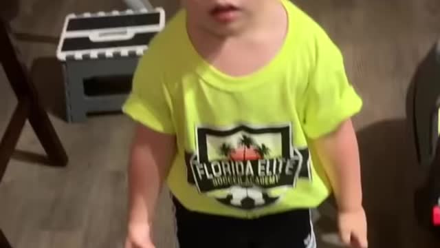 Baby got mad because mom didn't kiss him 😂