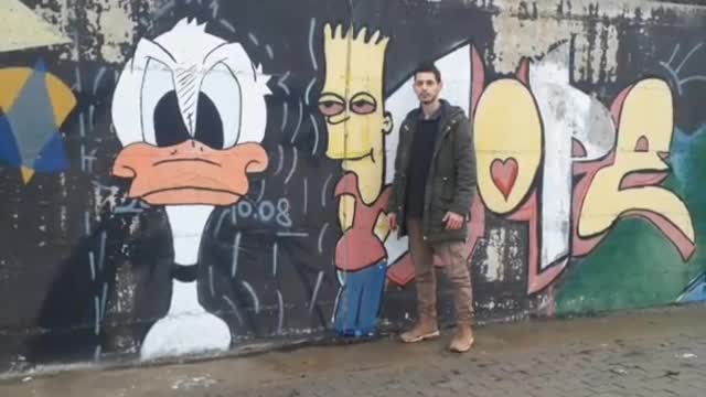 Donald Duck & Bart from the Simpsons Street Art Graffiti