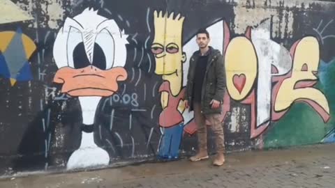 Donald Duck & Bart from the Simpsons Street Art Graffiti