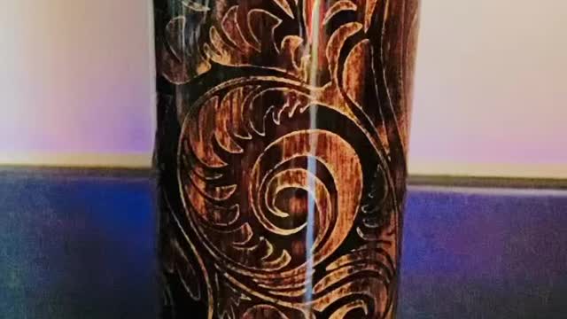 Tooled leather tumbler