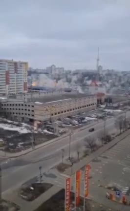 Arrival of a cluster munition on the outskirts of Kharkov.