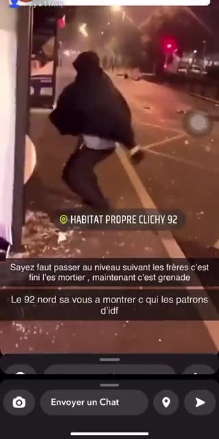Rioters throwing a Grenade during the riot in Clichy (Northwestern #Paris) #France