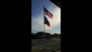 US and Texas Flags Flying