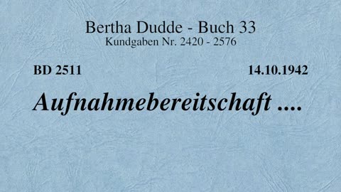 BD 2511 - AUFNAHMEBEREITSCHAFT ....