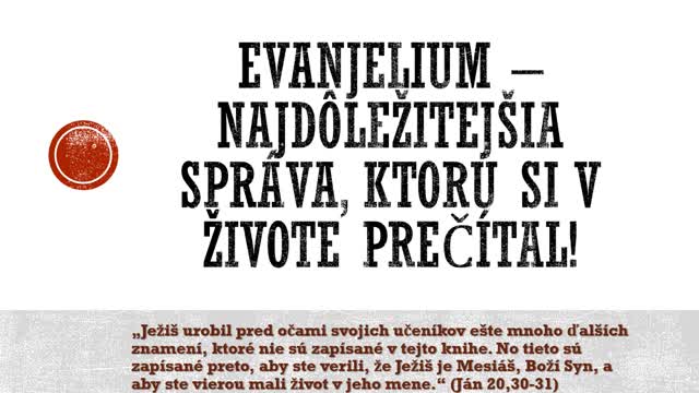 Poznanie Biblie - (093) - Evanjeliá, I (Úvod)