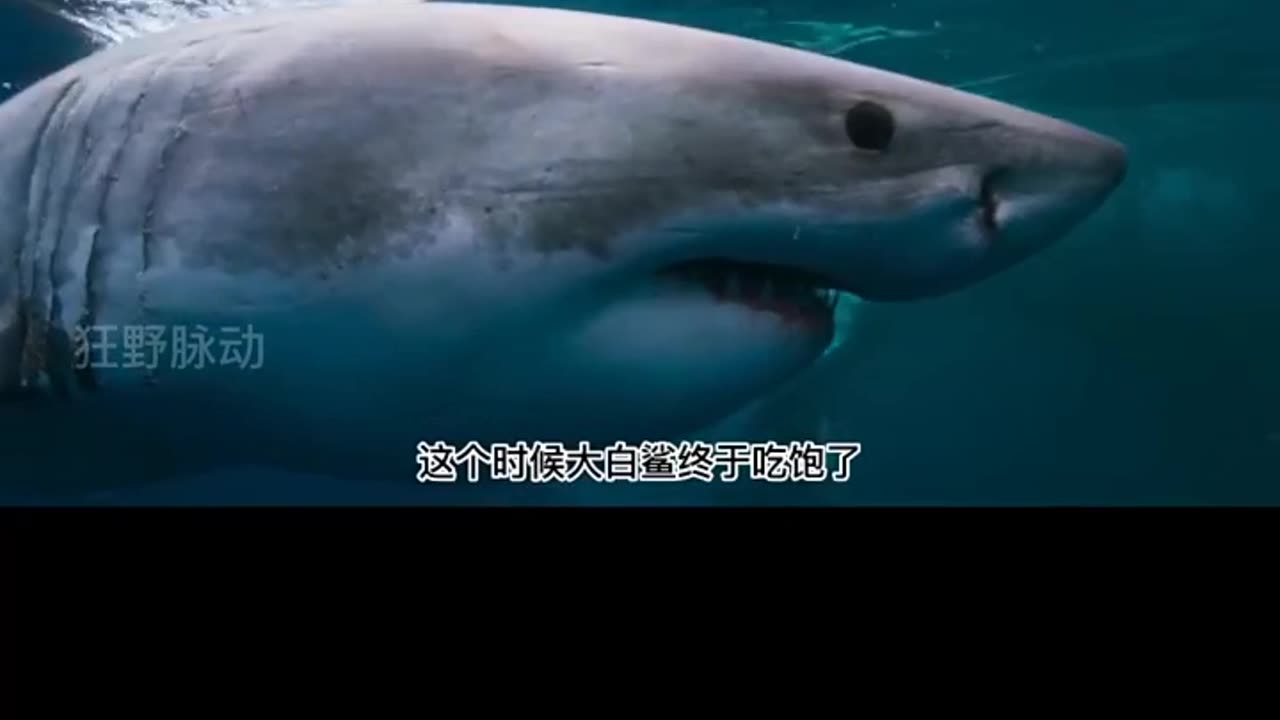 Big shark attacking a big whale