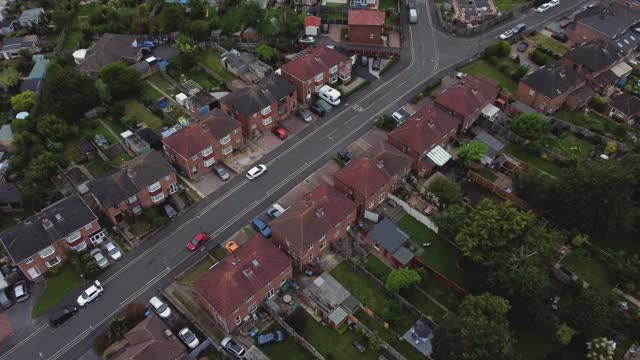 Drone flying over a residential area