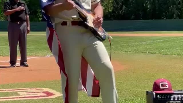 Ty Hicks of Guilford College Playing National Anthem on Guitar