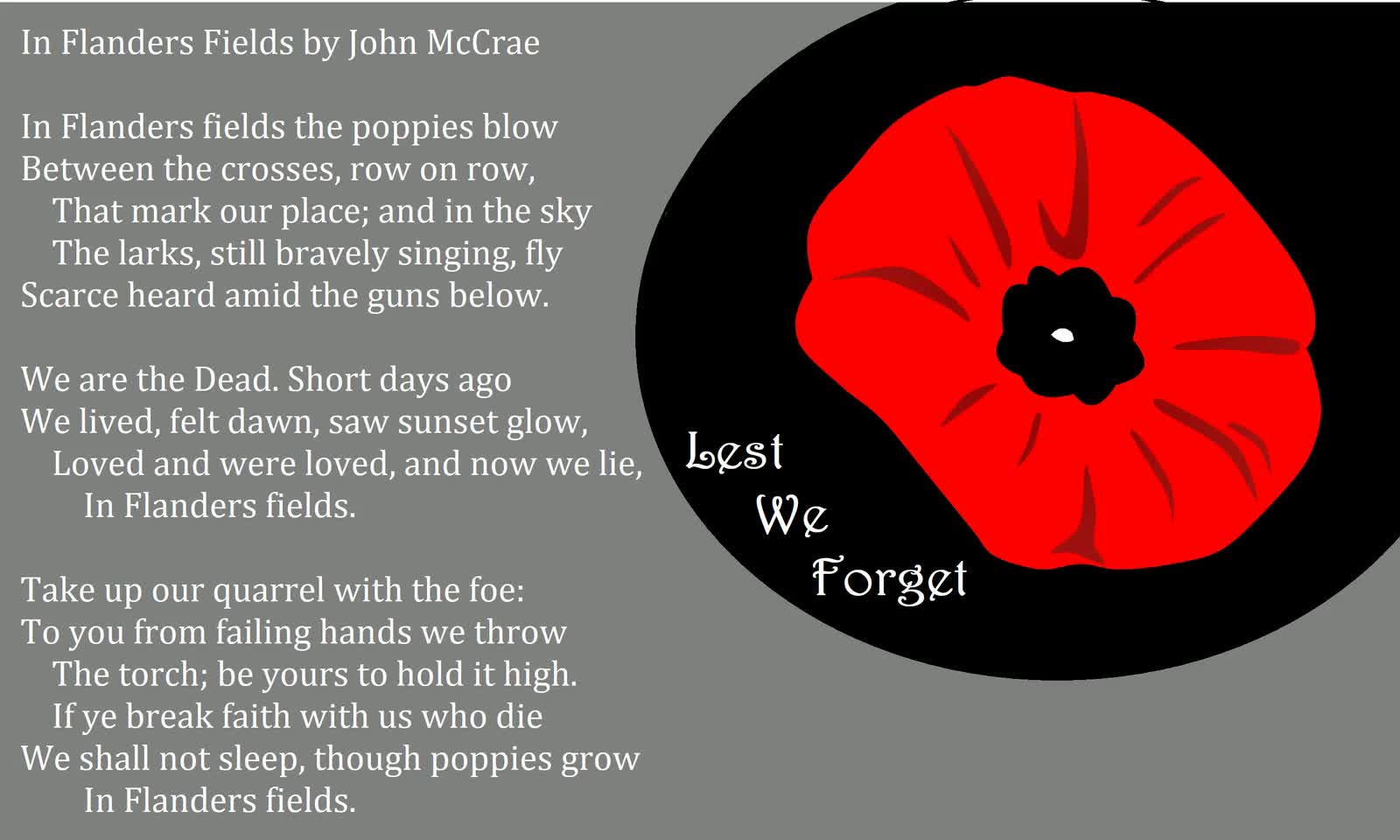 In Flanders Fields by John McCrae, read by Jorj