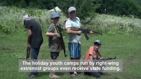 Young Ukranian children trained by ultra nationalist militants