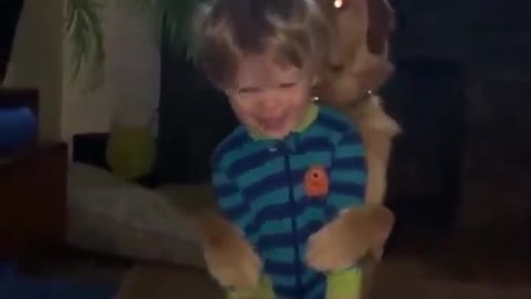 When the dog hugs the baby