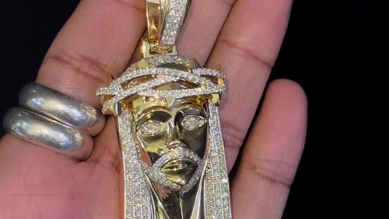 14K Gold & Natural Diamond Jesus Pendant