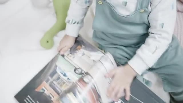 A Little Girl Looking At A Book