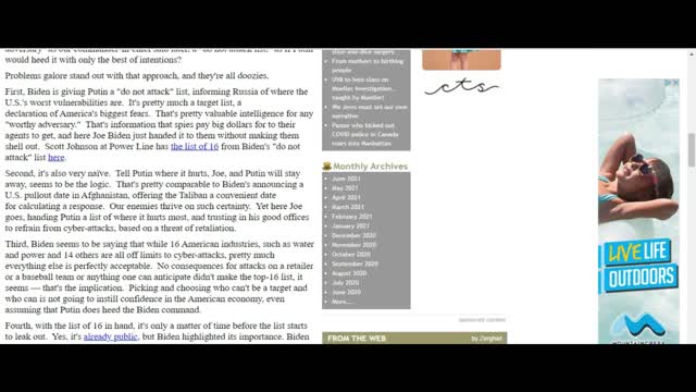 Biden give Putin a list of targets NOT to attack