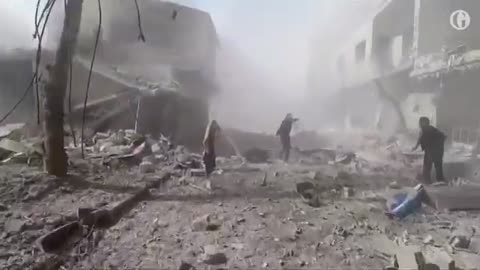 Bodycam footage shows children being rescued from rubble in eastern Ghouta, Syri