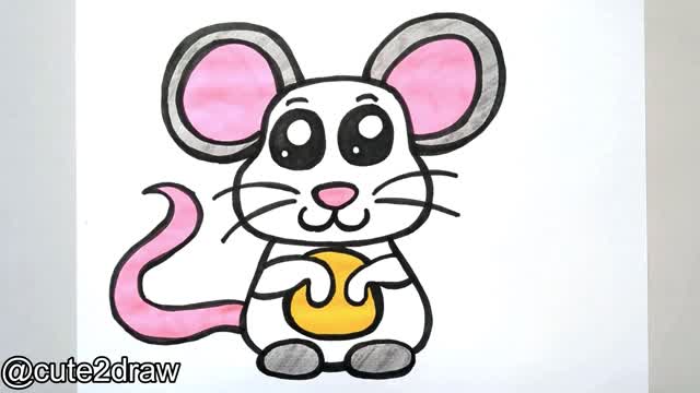 How To Draw A Cute Mouse | How To Draw And Color A Cute Mouse 🐭