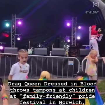 😱 Drag Queen Covered In BLOOD Throws Tampons At Children!!! #shorts