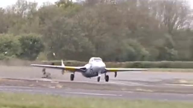Vampire destroying the runway while taking off