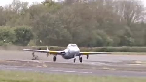 Vampire destroying the runway while taking off