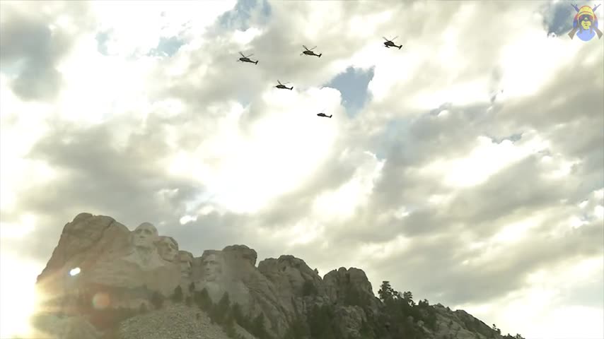 Blue anglesF-18 hornets fly over mount Rushmore during a salute america#