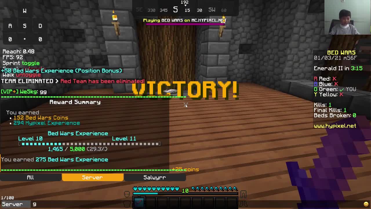 Hypixel Bed Wars Victory #1