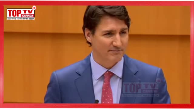 PM Justin Trudeau Discuss Truckers Convoy in European Parliament